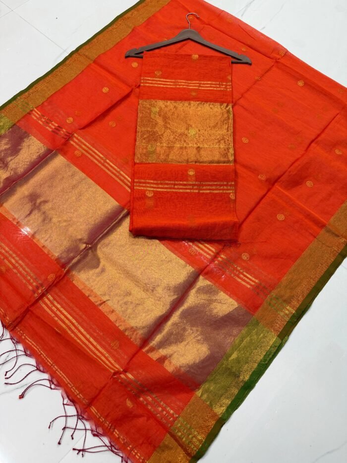 Maheshwari Cotton Silk Top & Dupatta Set (Unstitched)
