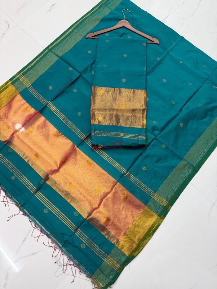 Maheshwari Cotton Silk Top & Dupatta Set (Unstitched)