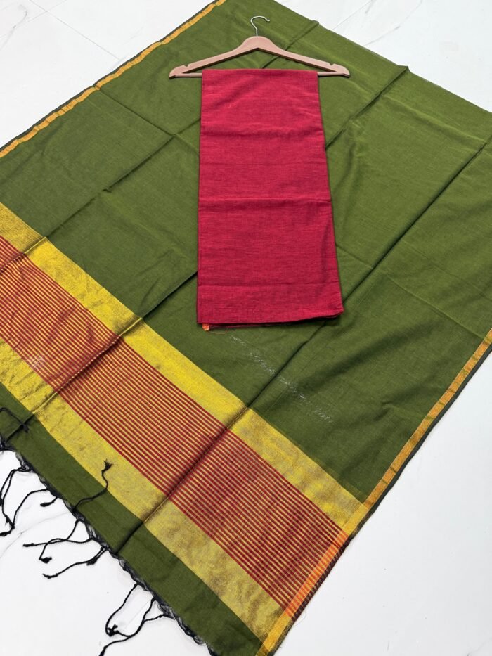 Maheshwari Cotton Top & Dupatta Set (Unstitched)