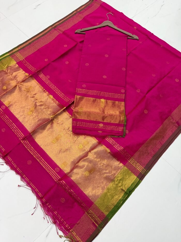 Maheshwari Cotton Silk Top & Dupatta Set (Unstitched)