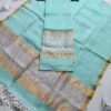 Elegant Pure Linen Top with Zari Border Dupatta Set