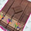 Artisanal Pure Linen Top & Dupatta Set with Floral Zari Border