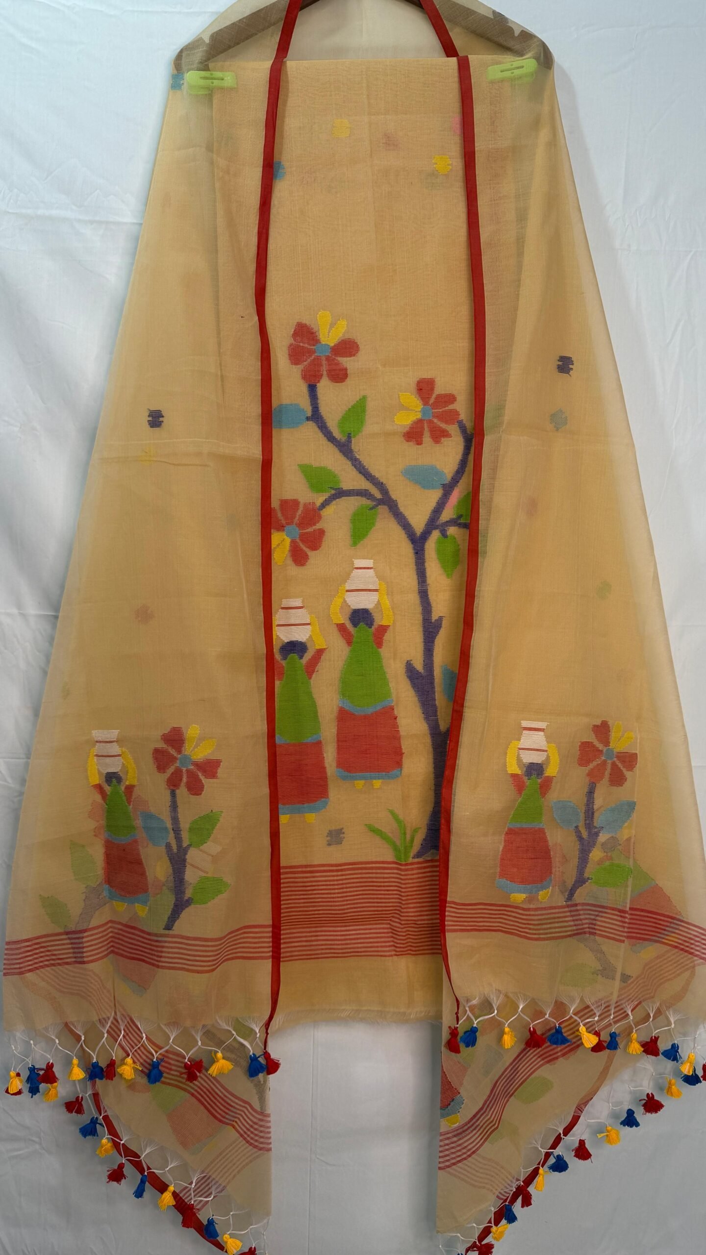Muslin Handcrafted Folk Art Top & Dupatta Set – Unstitched