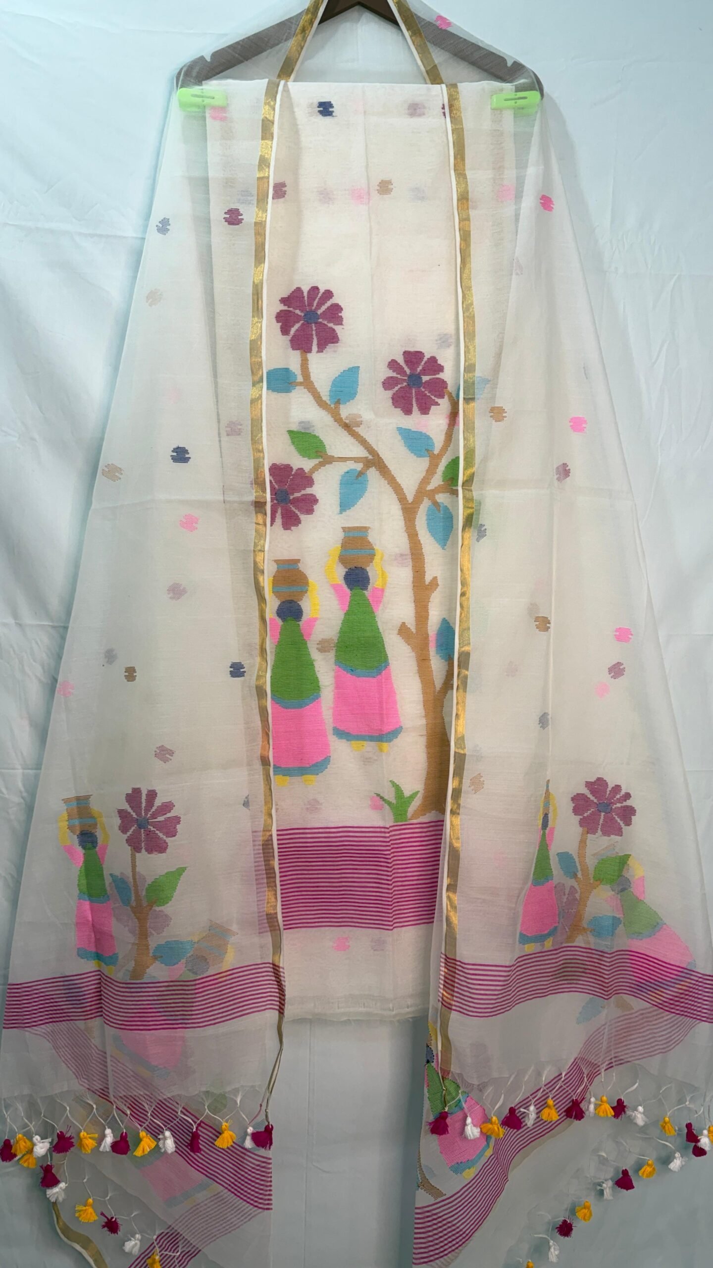Muslin Handcrafted Folk Art Top & Dupatta Set – Unstitched