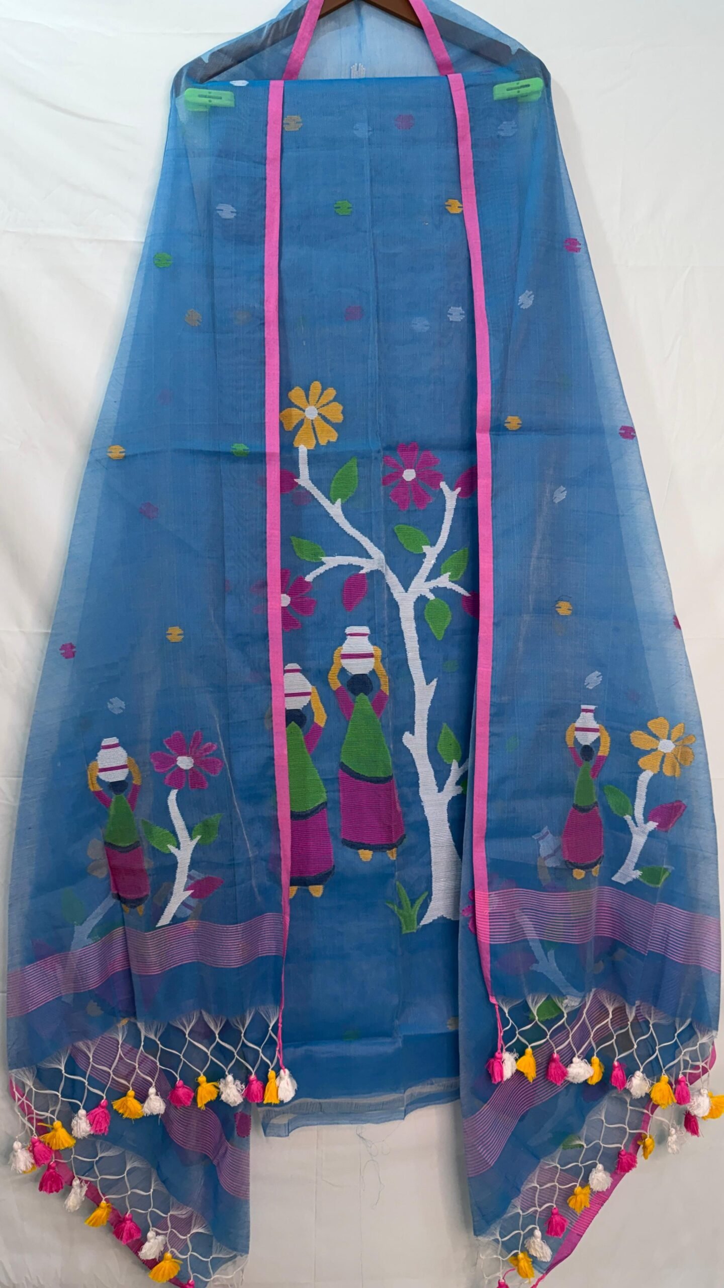 Muslin Handcrafted Folk Art Top & Dupatta Set – Unstitched