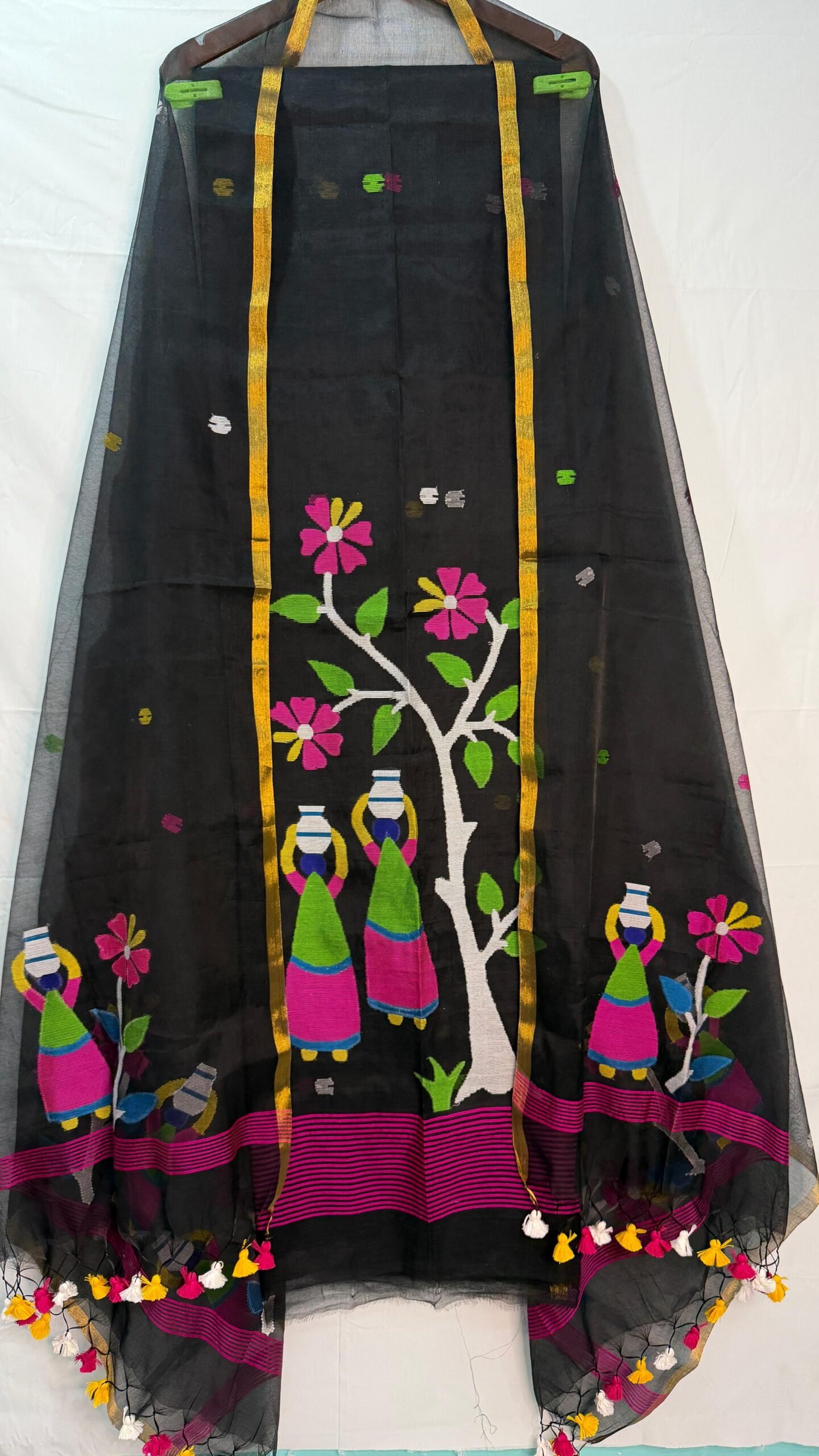 Muslin Handcrafted Folk Art Top & Dupatta Set – Unstitched