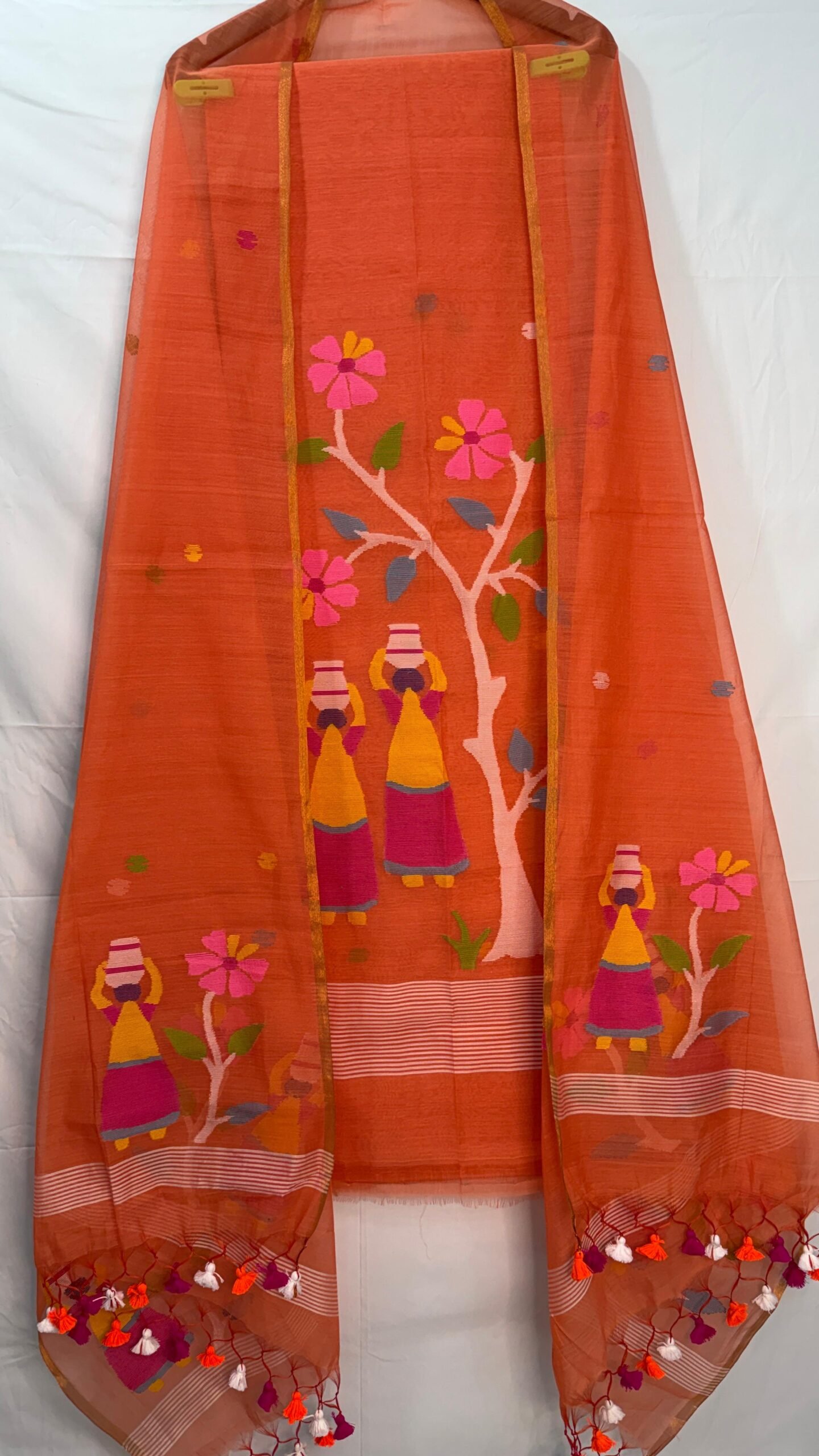 Muslin Handcrafted Folk Art Top & Dupatta Set – Unstitched