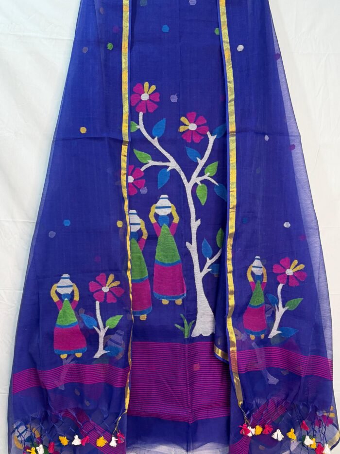 Muslin Handcrafted Folk Art Top & Dupatta Set – Unstitched