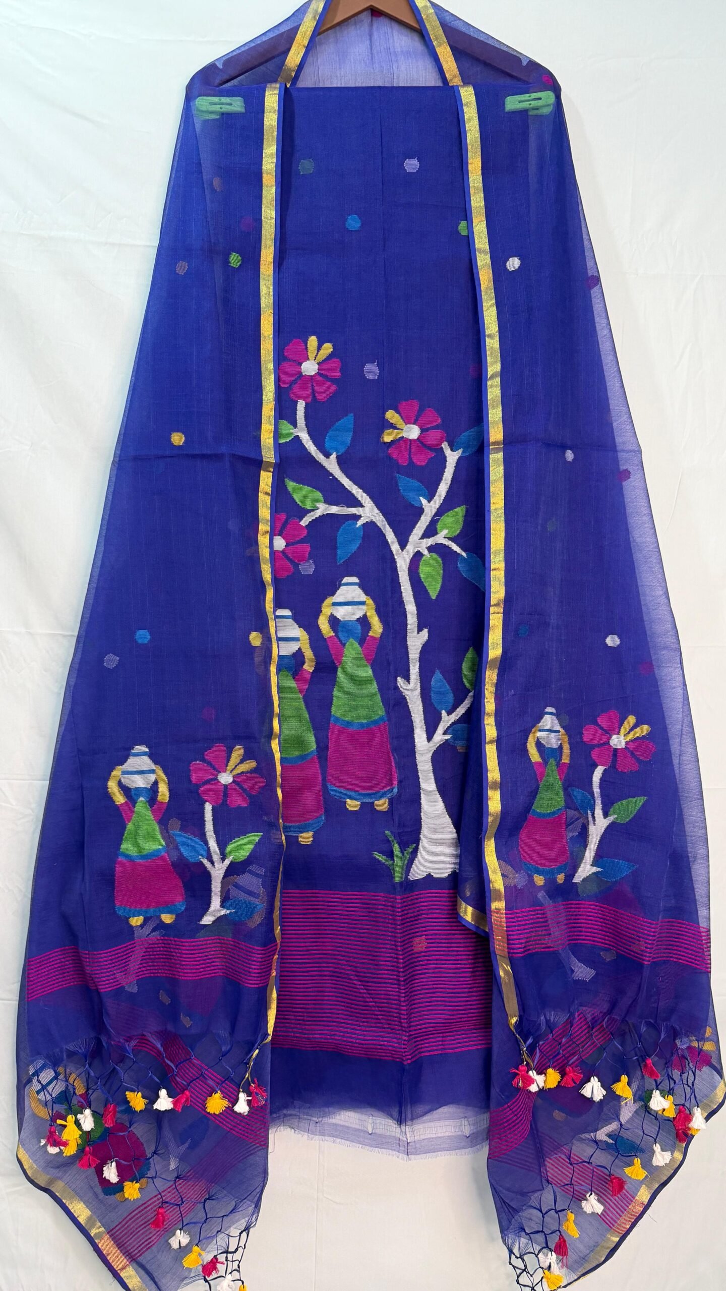 Muslin Handcrafted Folk Art Top & Dupatta Set – Unstitched