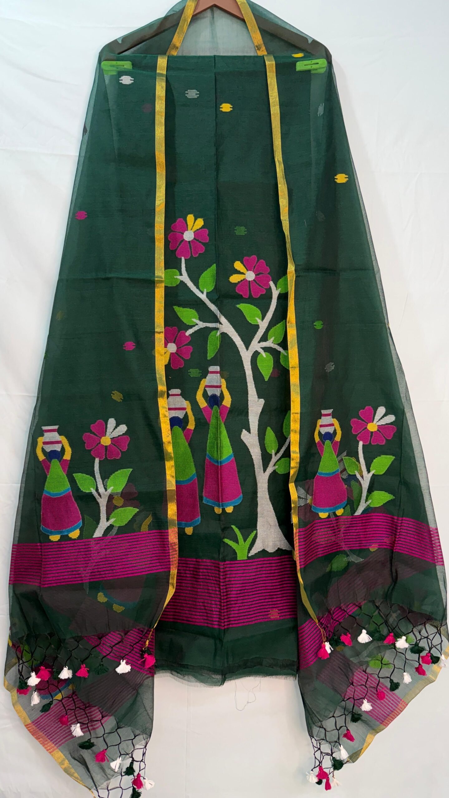 Muslin Handcrafted Folk Art Top & Dupatta Set – Unstitched