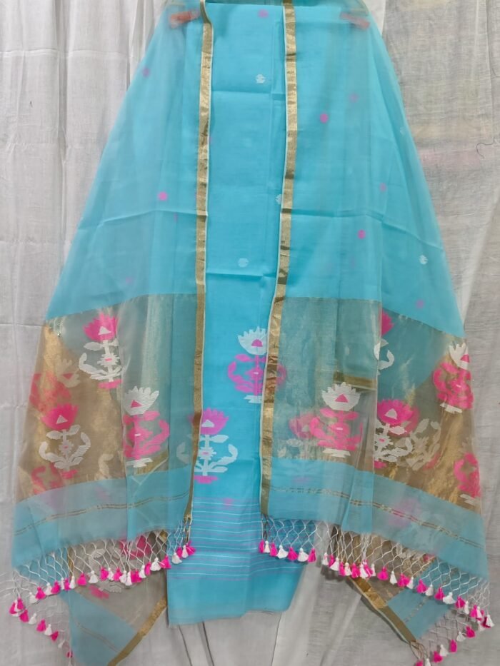 Elegant Muslin Weaving Top & Dupatta Set (Unstitched)