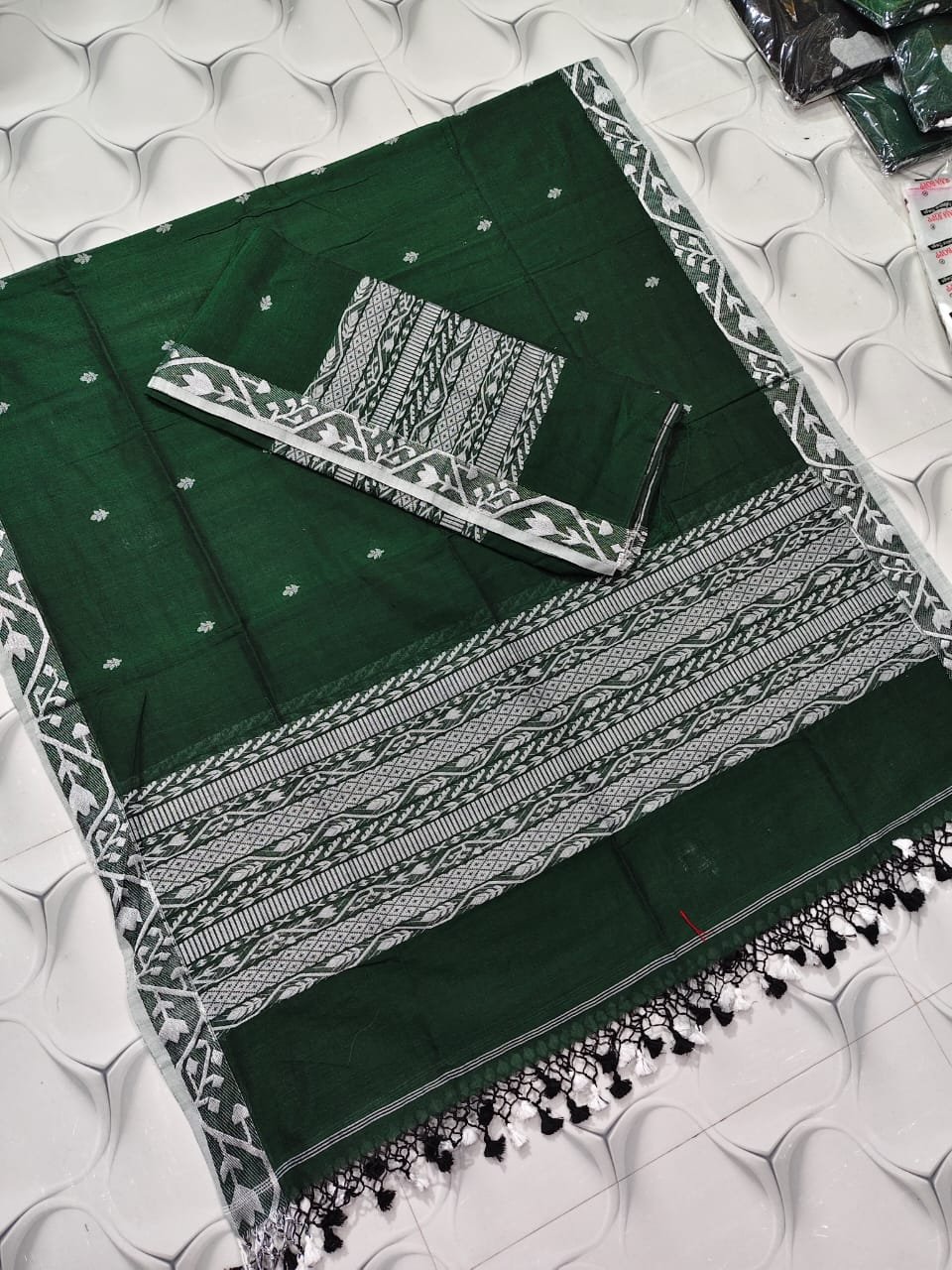 Classic Cotton Weaving Top & Dupatta Set (Unstitched)