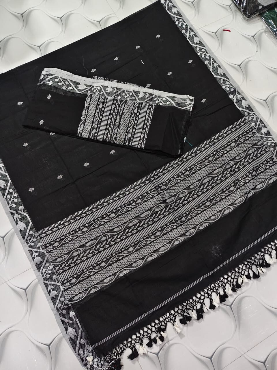 Classic Cotton Weaving Top & Dupatta Set (Unstitched)