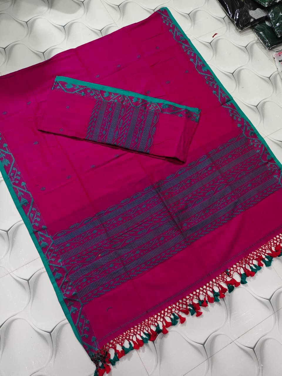 Classic Cotton Weaving Top & Dupatta Set (Unstitched)