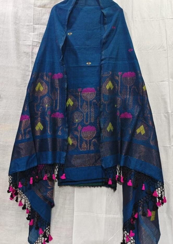 Classic Cotton Weaving Top & Dupatta Set (Unstitched)