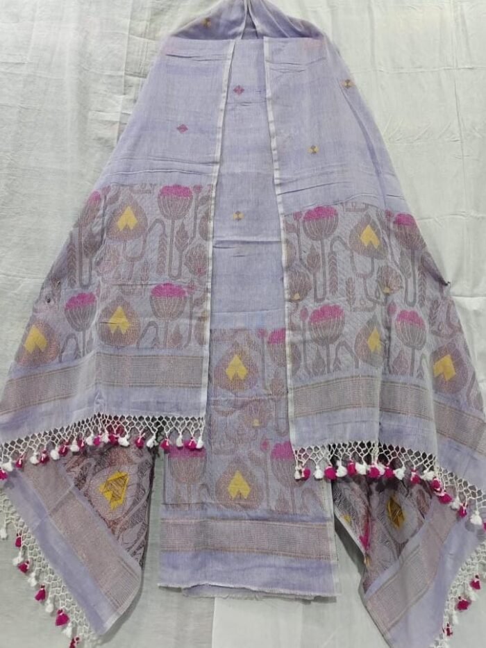 Classic Cotton Weaving Top & Dupatta Set (Unstitched)
