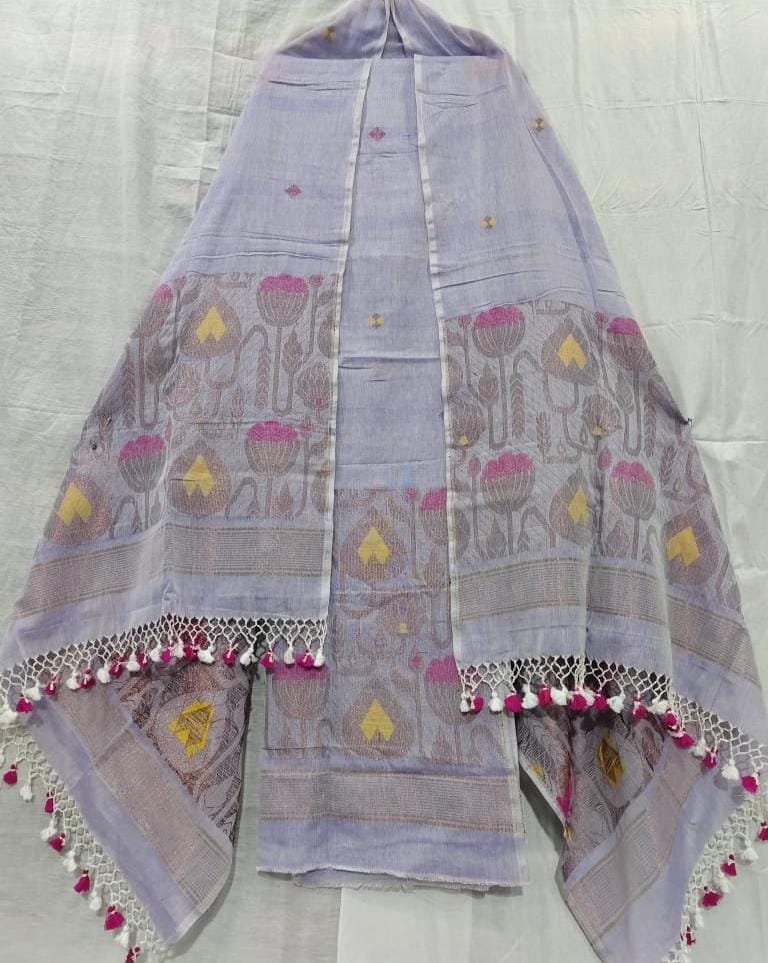 Classic Cotton Weaving Top & Dupatta Set (Unstitched)