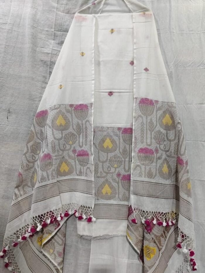 Classic Cotton Weaving Top & Dupatta Set (Unstitched)