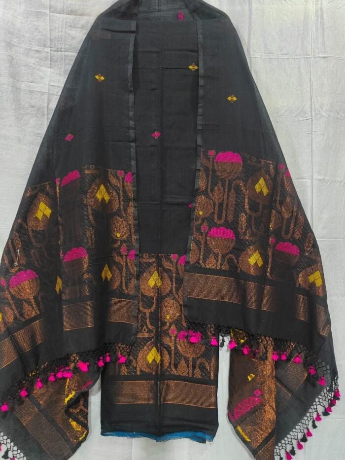 Classic Cotton Weaving Top & Dupatta Set (Unstitched)