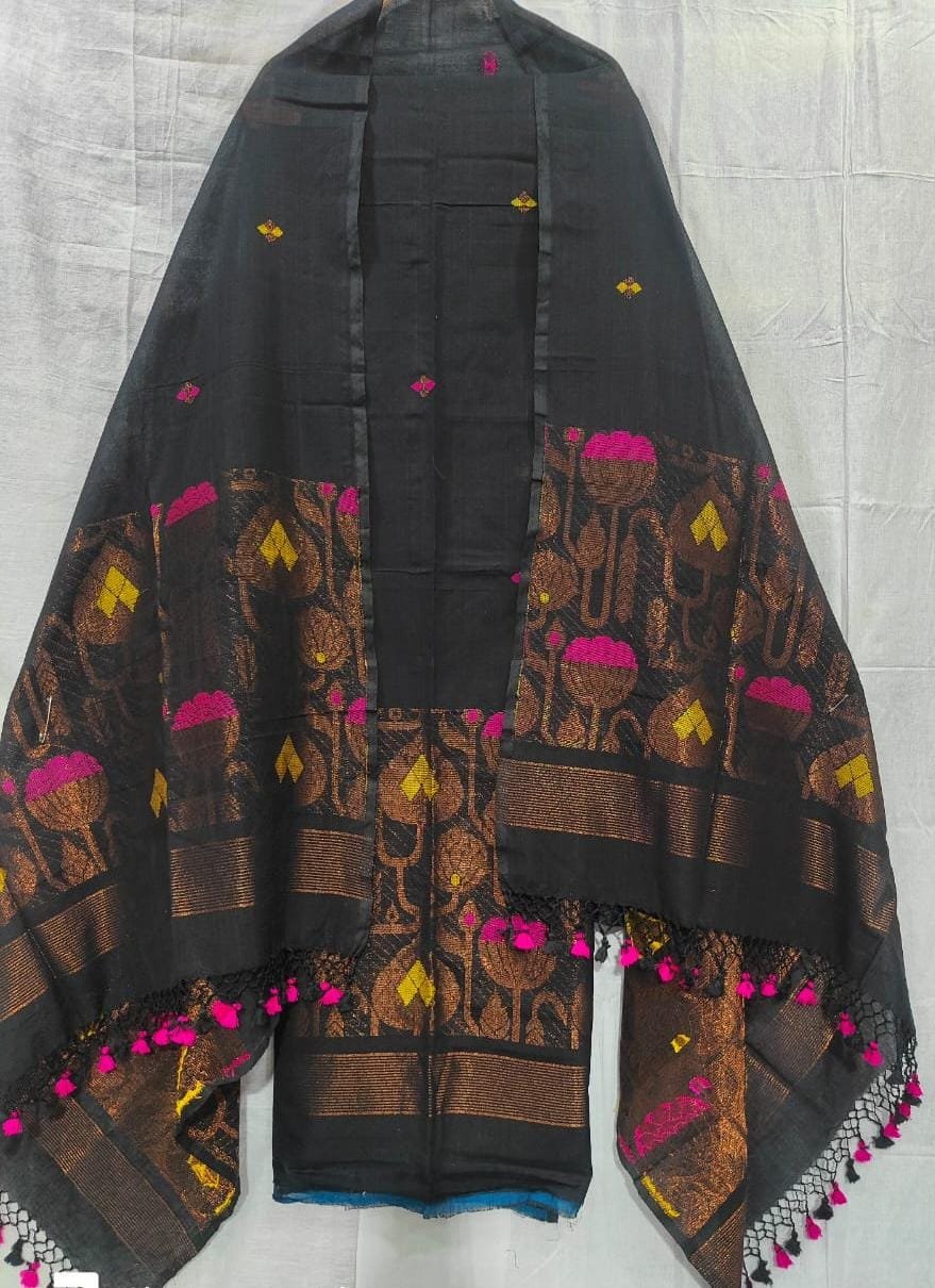 Classic Cotton Weaving Top & Dupatta Set (Unstitched)