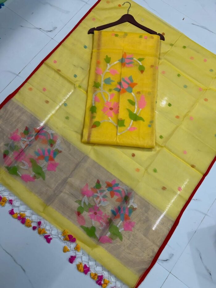 Premium Muslin Unstitched Suite with Artistic Floral Vines & Jamdani Butti
