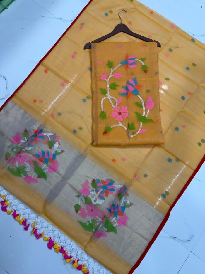 Premium Muslin Unstitched Suite with Artistic Floral Vines & Jamdani Butti