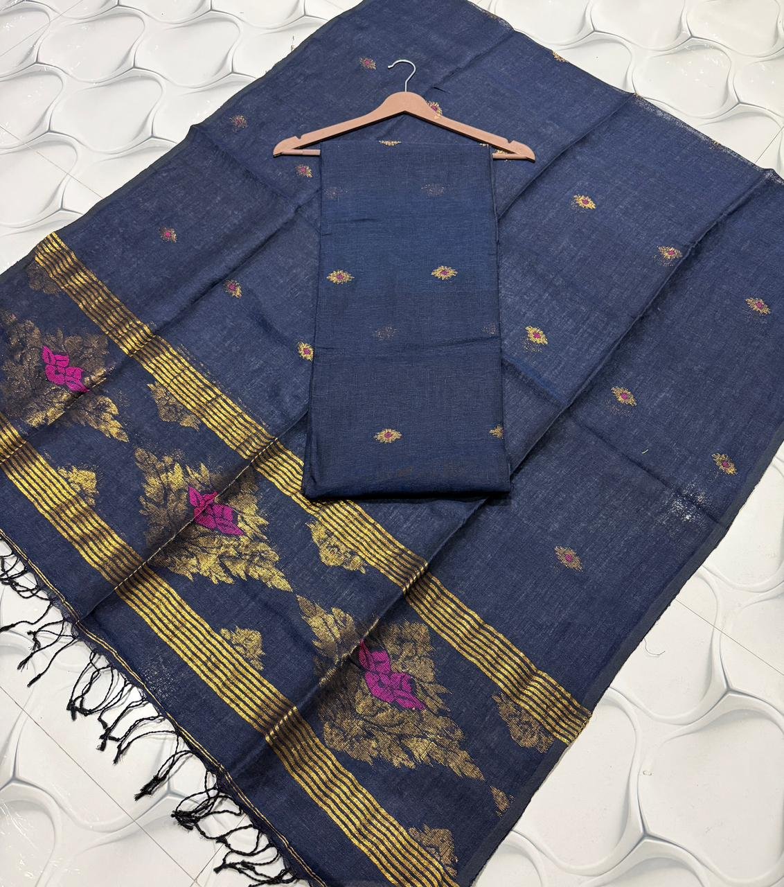 Premium Linen Top & Dupatta Set (Unstitched)