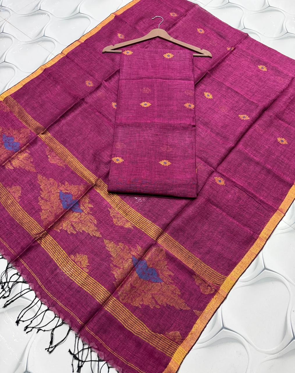 Premium Linen Top & Dupatta Set (Unstitched)