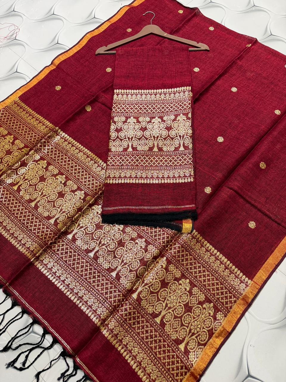 Premium Linen Top & Dupatta Set (Unstitched)