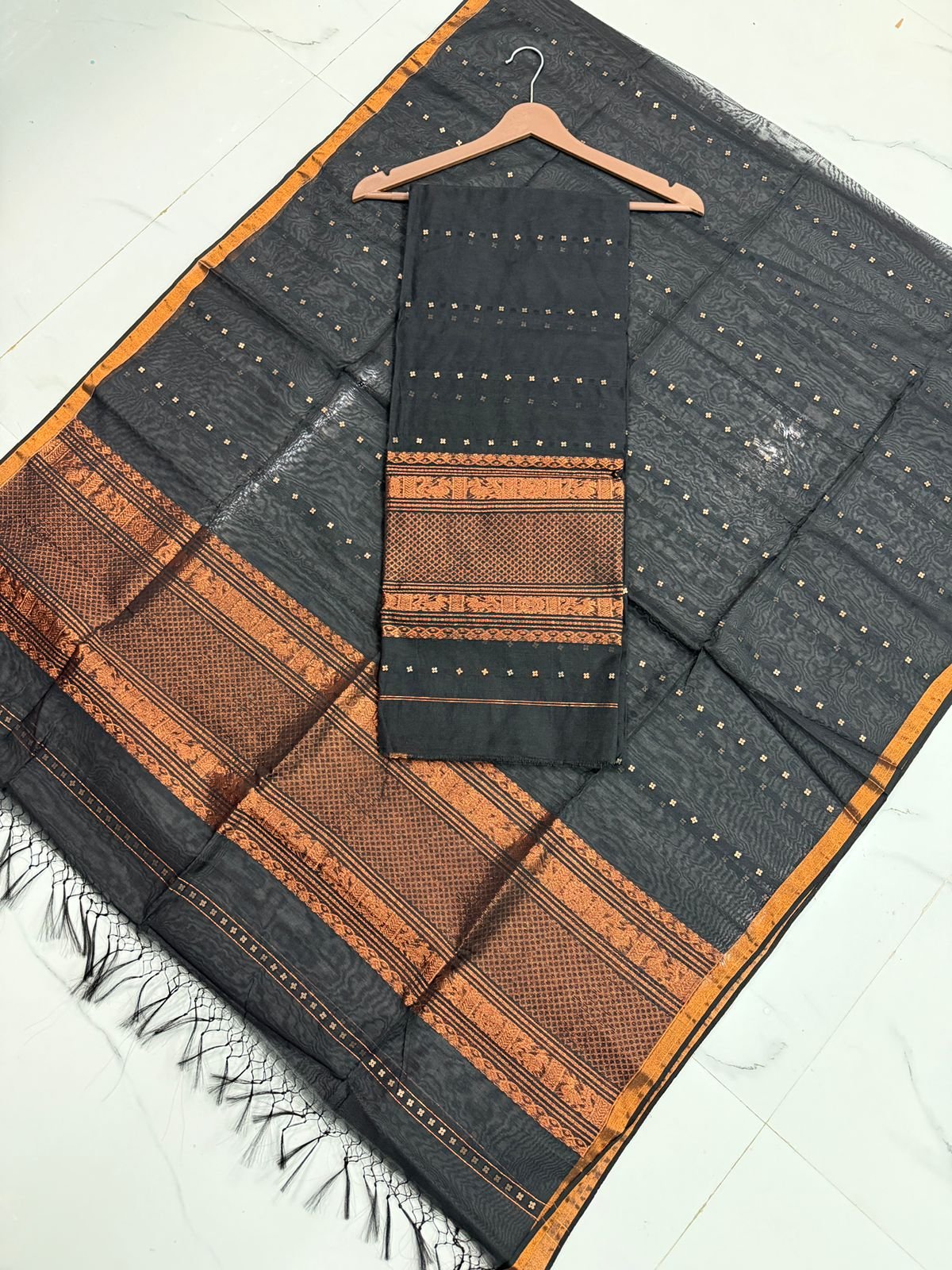 Premium Muslin Unstitched Suite with Sequence Embellishments & Zari Borders