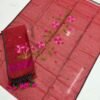 Premium Muslin Unstitched Suite with Large Floral Vine Jamdani & Tasseled Dupatta