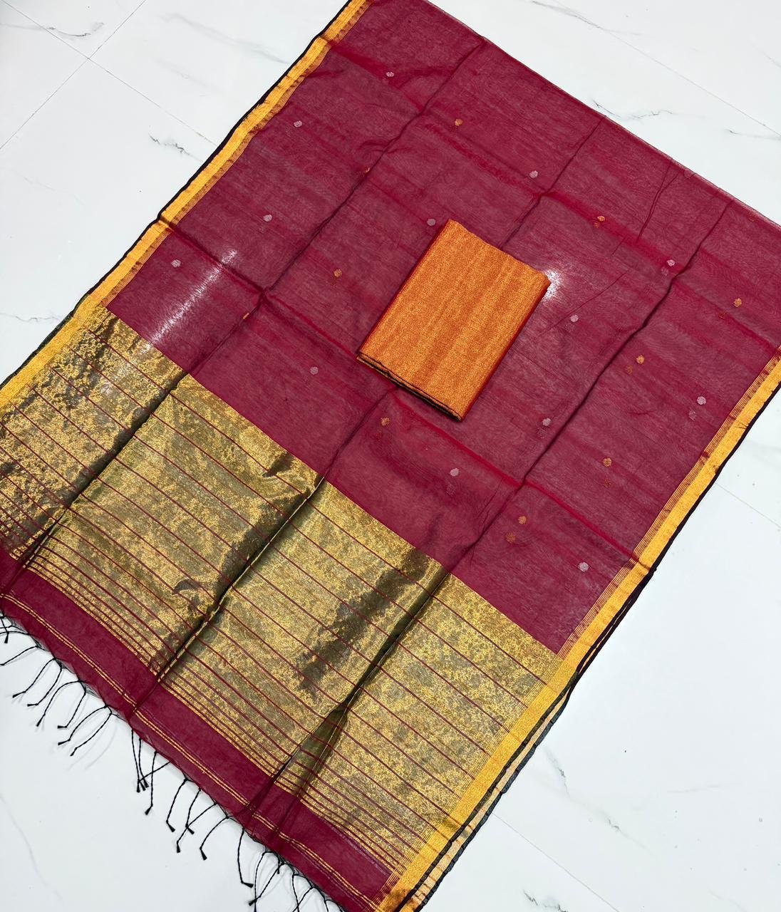 Premium Maheshwari Cotton Silk Unstitched Suite Set