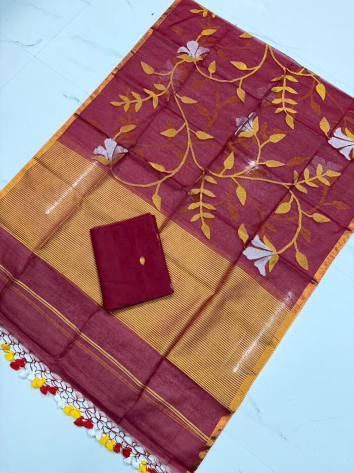 Premium Muslin Unstitched Suite with All-Over Jamdani Weave