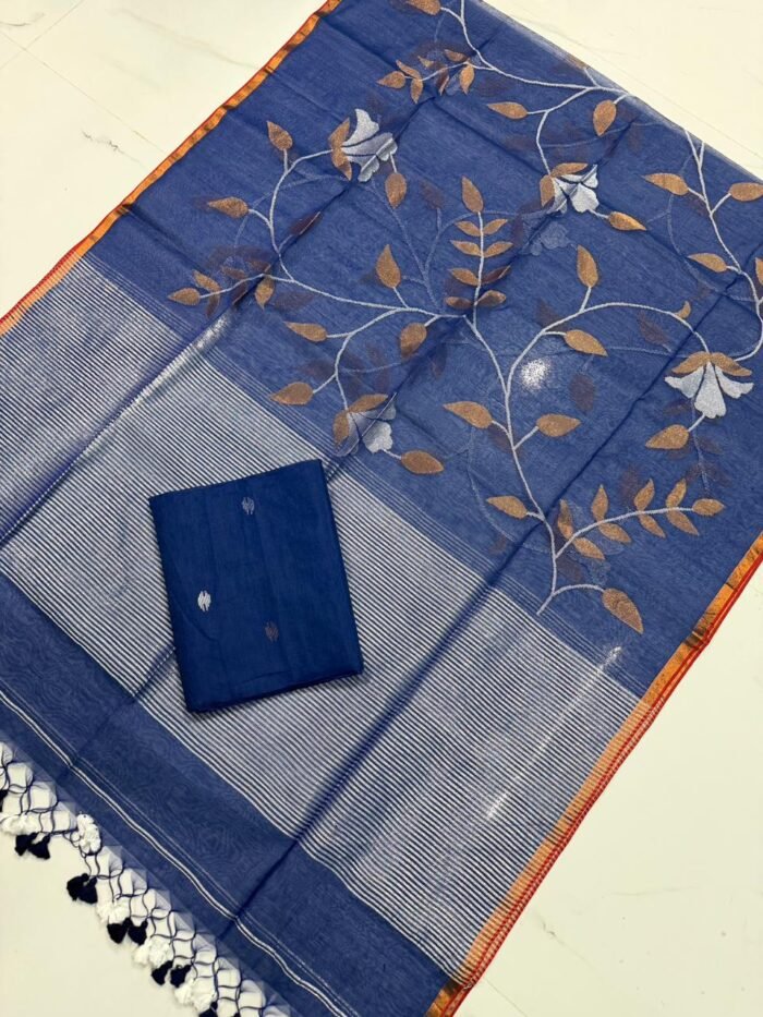 Premium Muslin Unstitched Suite with All-Over Jamdani Weave