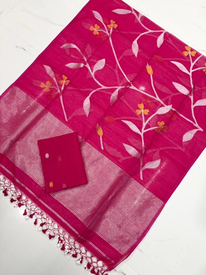 Premium Muslin Unstitched Suite with All-Over Jamdani Weave
