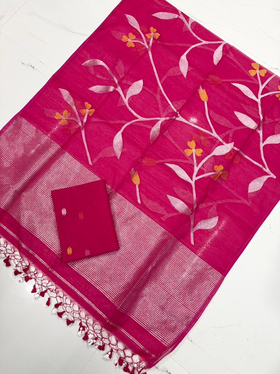 Premium Muslin Unstitched Suite with All-Over Jamdani Weave