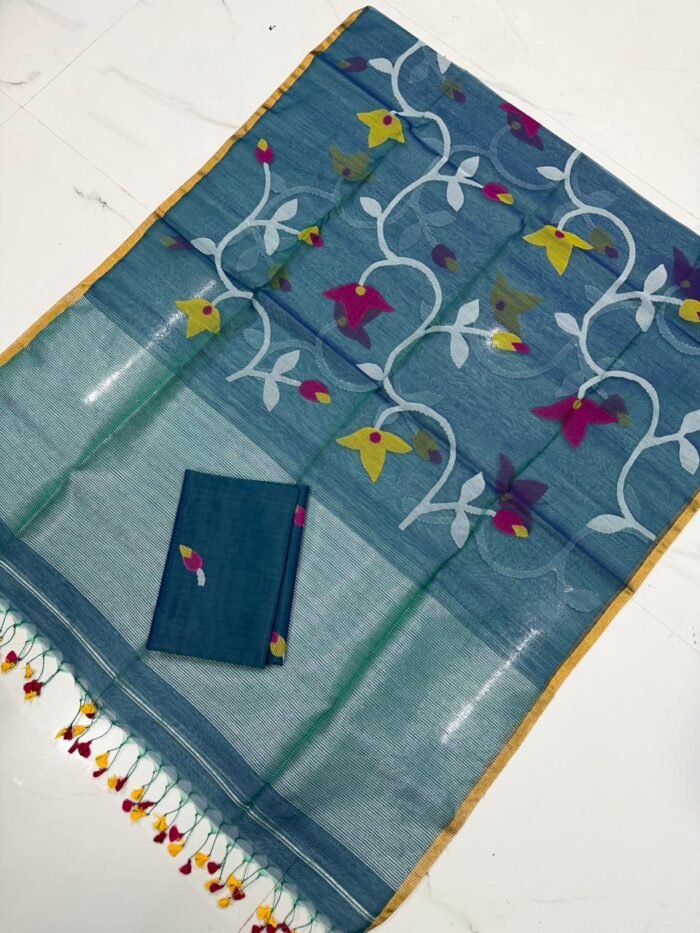 Premium Muslin Unstitched Suite with All-Over Jamdani Weave