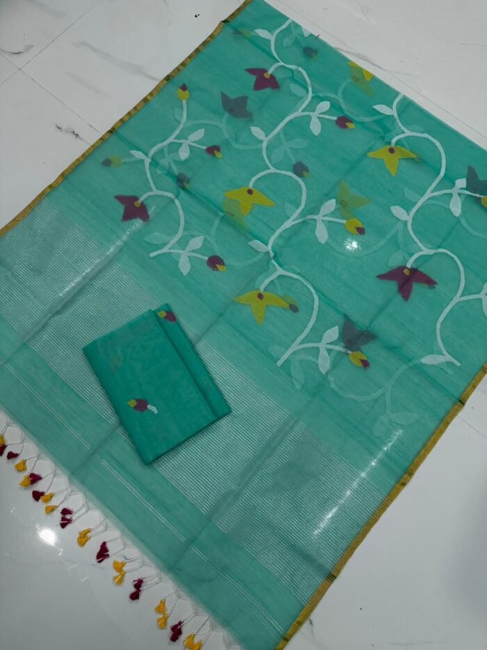 Premium Muslin Unstitched Suite with All-Over Jamdani Weave