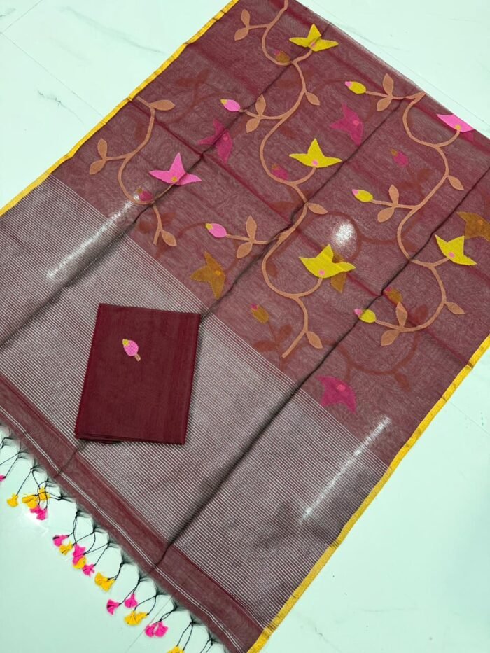 Premium Muslin Unstitched Suite with All-Over Jamdani Weave