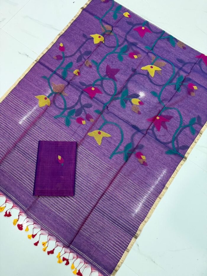 Premium Muslin Unstitched Suite with All-Over Jamdani Weave