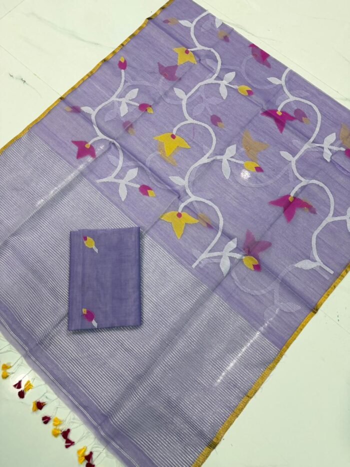 Premium Muslin Unstitched Suite with All-Over Jamdani Weave