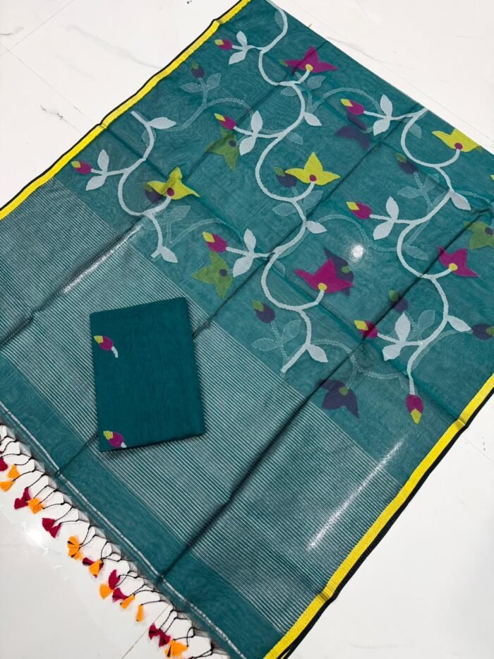 Premium Muslin Unstitched Suite with All-Over Jamdani Weave