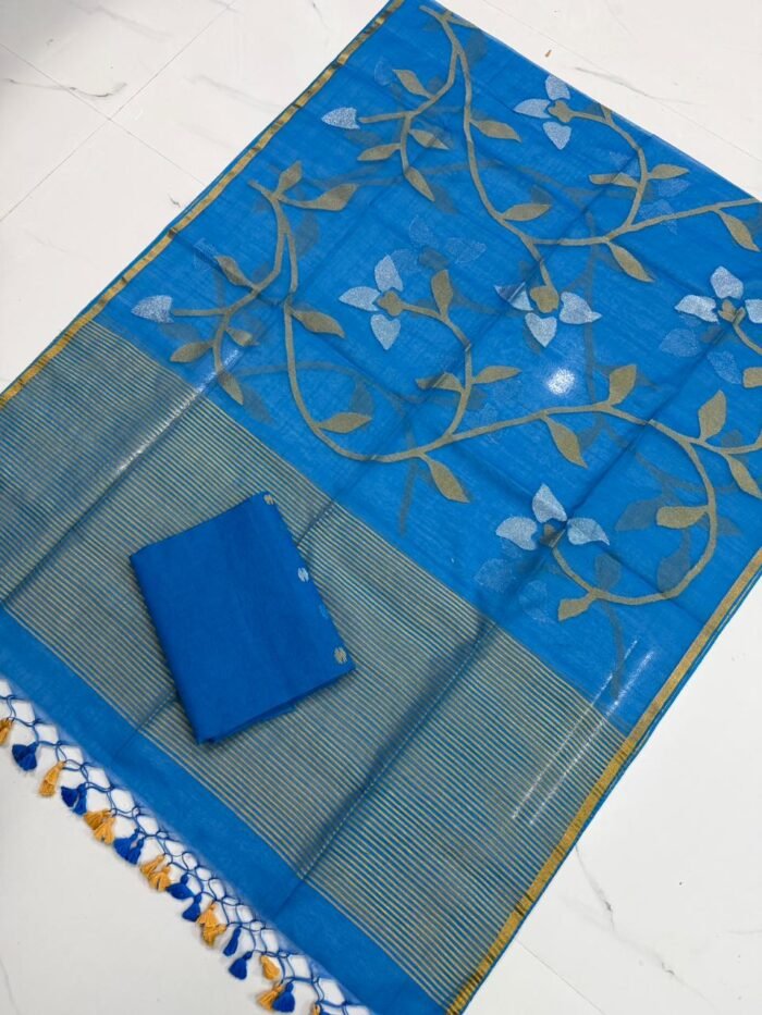 Premium Muslin Unstitched Suite with All-Over Jamdani Weave