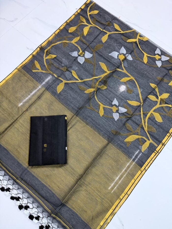 Premium Muslin Unstitched Suite with All-Over Jamdani Weave