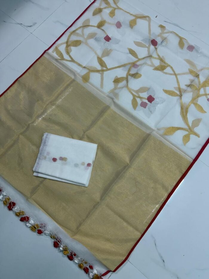 Premium Muslin Unstitched Suite with All-Over Jamdani Weave