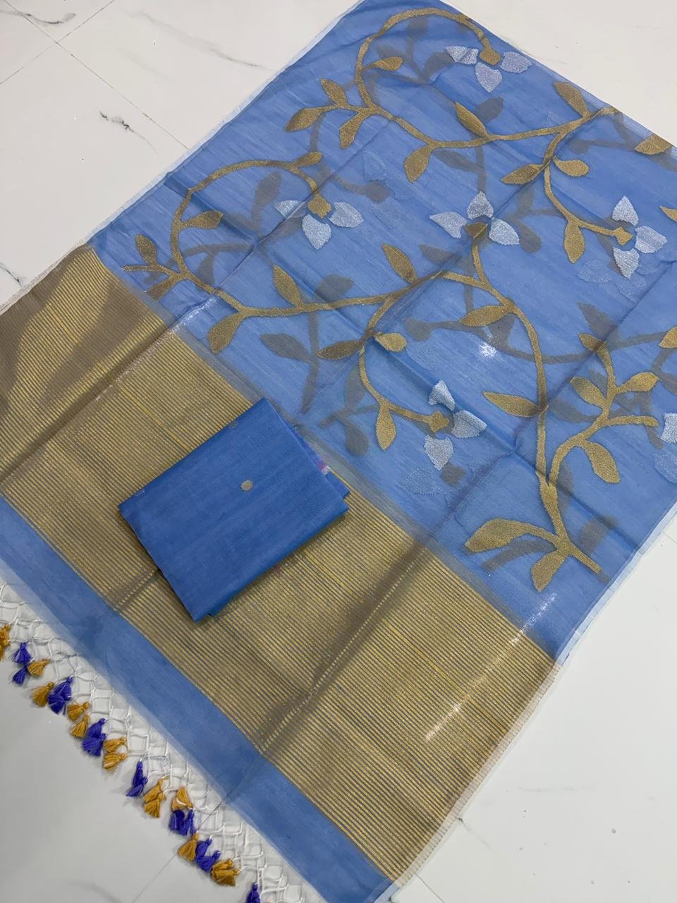 Premium Muslin Unstitched Suite with All-Over Jamdani Weave