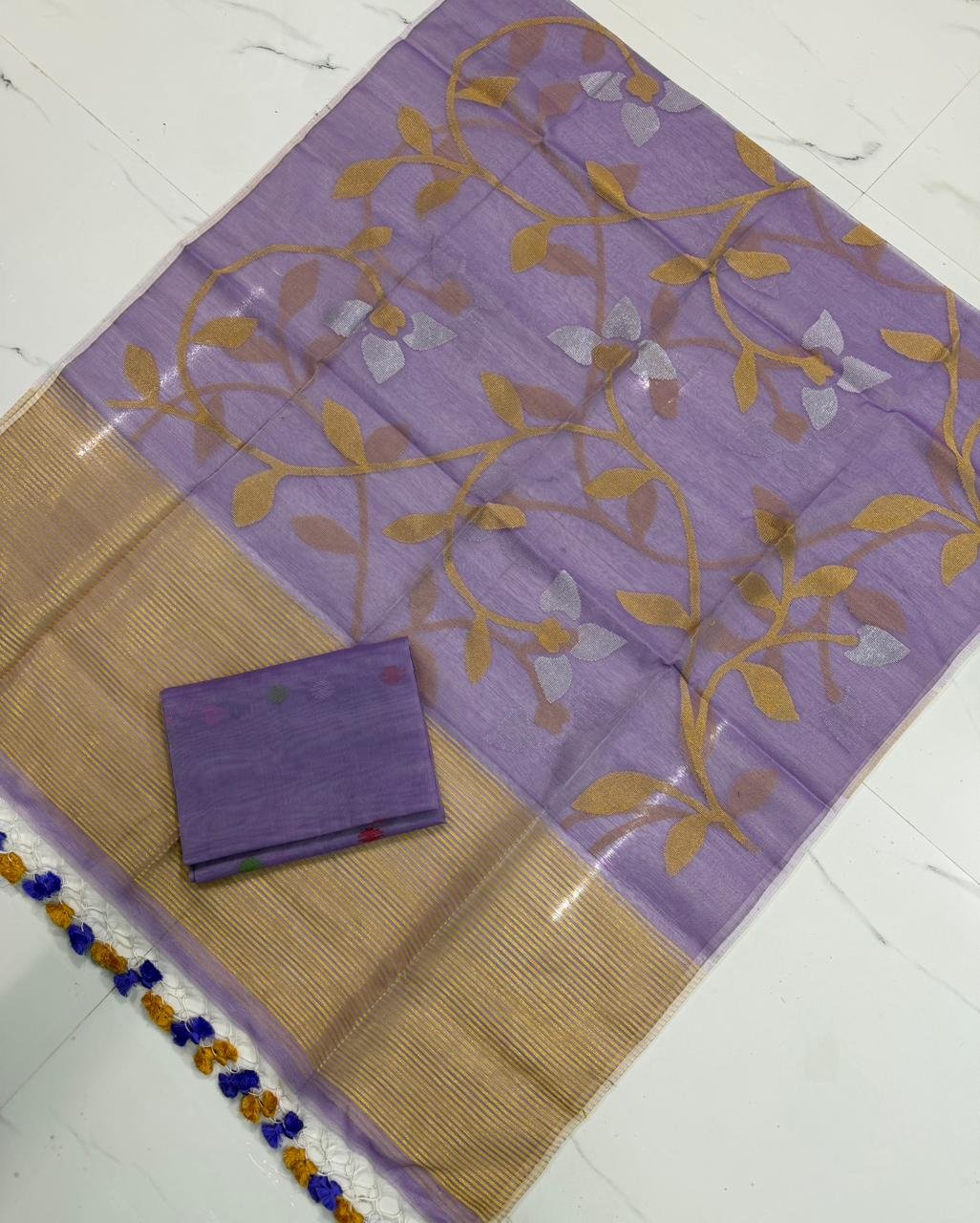 Premium Muslin Unstitched Suite with All-Over Jamdani Weave