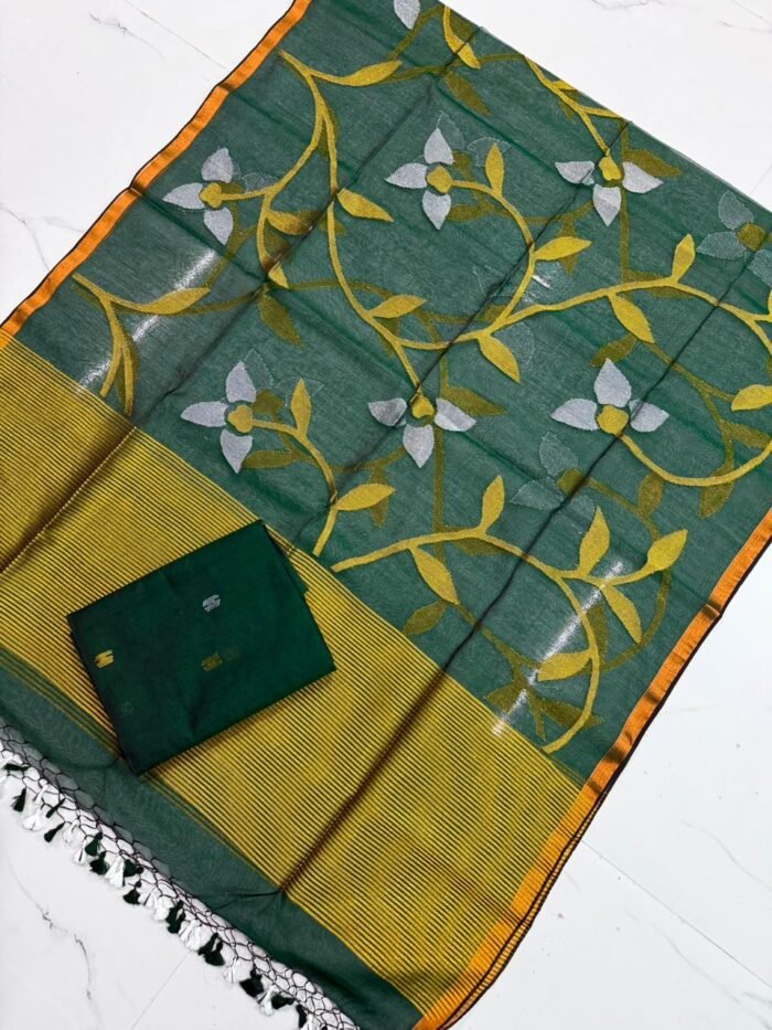 Premium Muslin Unstitched Suite with All-Over Jamdani Weave