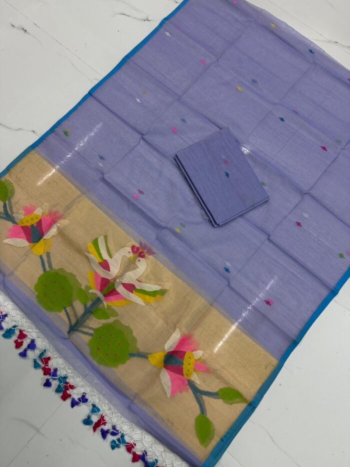 Premium Muslin Unstitched Suite with Traditional Jamdani Avian & Floral Artistry
