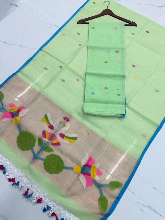 Premium Muslin Unstitched Suite with Traditional Jamdani Avian & Floral Artistry